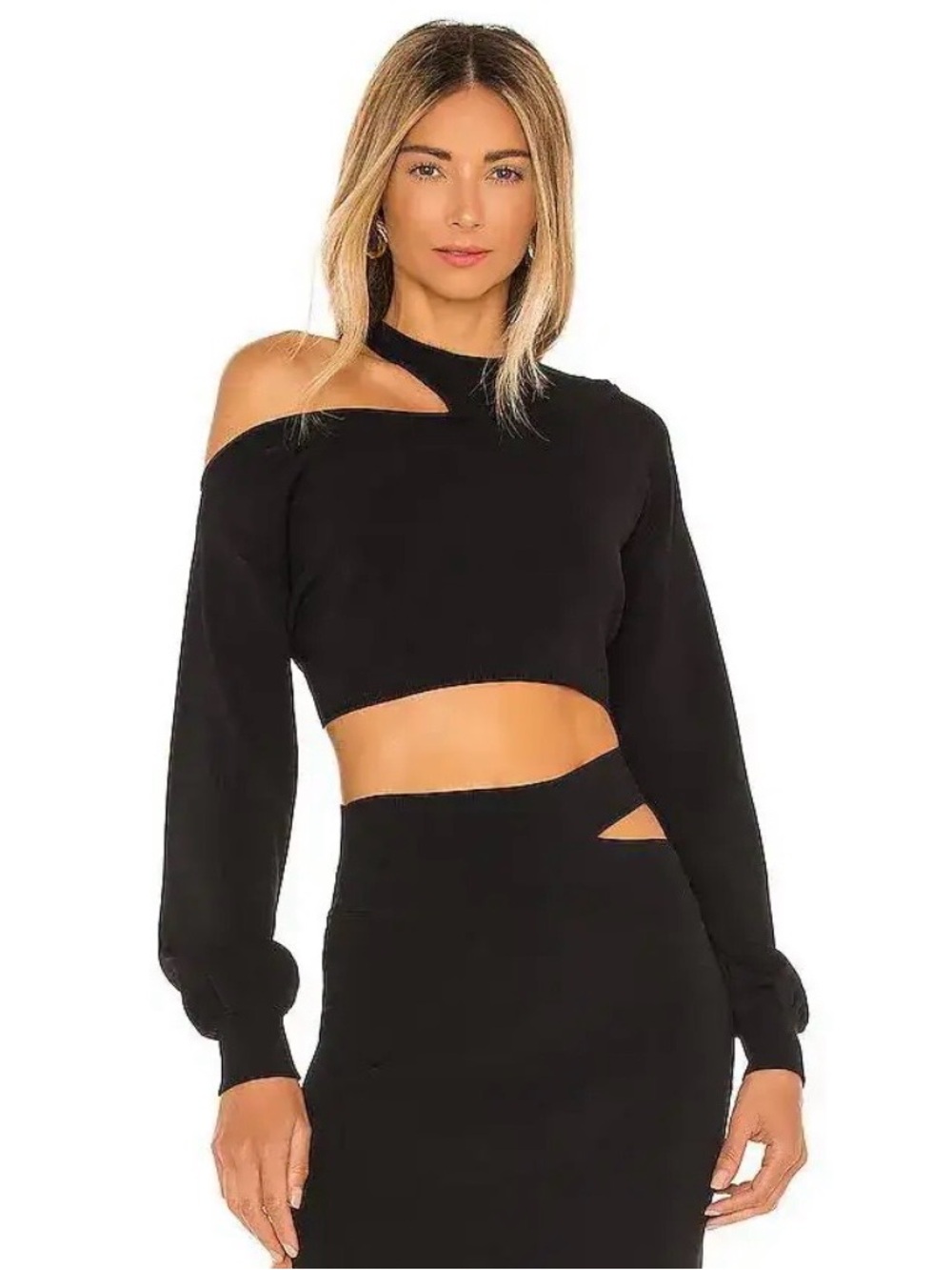 Michael Costello x REVOLVE Asym Cut Out Dolman Sweater in Black